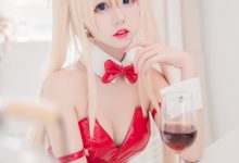 喵糖映画 VOL.021 黑网袜红色兔女郎-美图岛