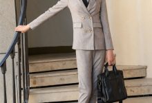 SIW斯文传媒 066 灰咖毛呢双排扣西装七分裤套装 - 嘉慧 [61P-170M]-美图岛